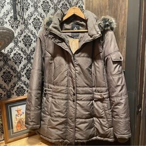 Weather Tamer Coat with Faux Fur-Trimmed Hood